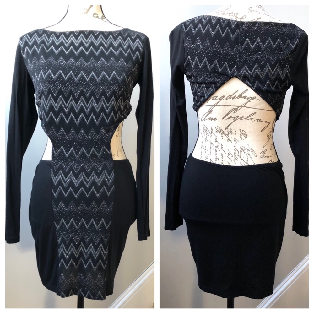 ASOS | Bodycon Cut Out Sides Back Black Dress 8